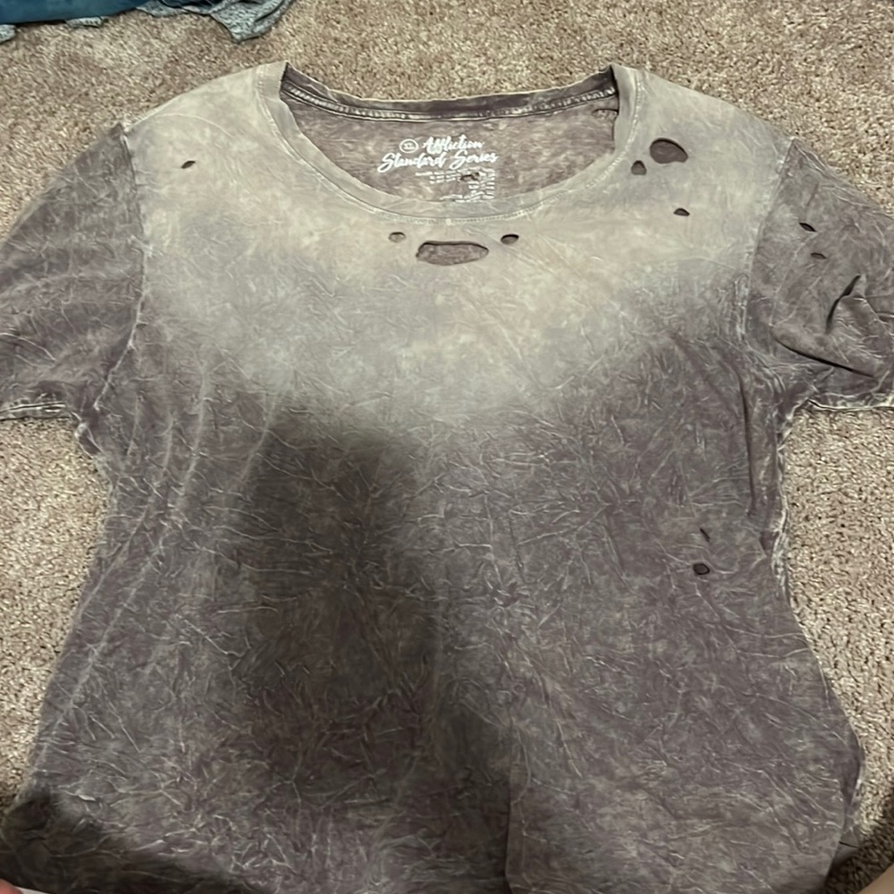 Distressed/ripped brown/tan tshirt